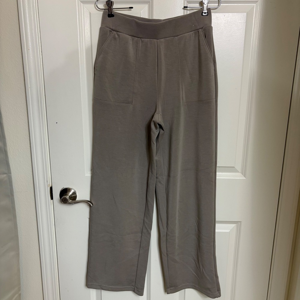 Mondetta Womens Wide Leg Lounge Pants Taupe Brown High Rise Pockets Small - Picture 1 of 6